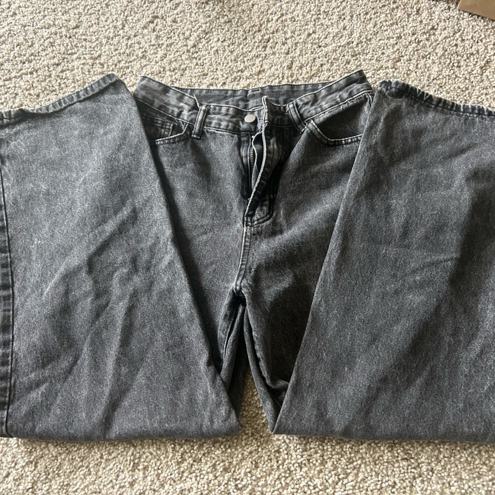 brand not known grey Wide Leg Jeans